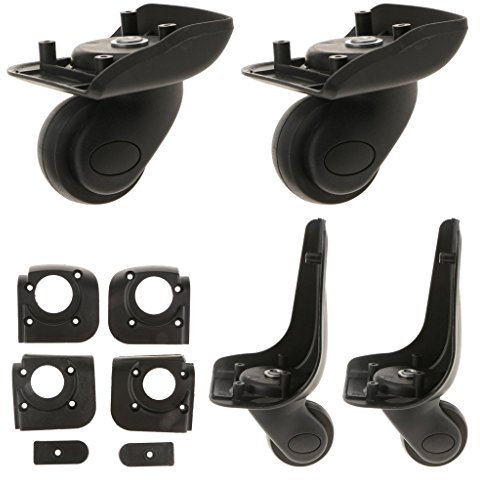 Unbekannt 4 Stück Ersatz-Reisegepäck-/Trolley-Koffer, Universal-Schwenkrollen, verschleißfeste Räder für Ersatz/Reparatur [YJ-102] – Schwarz AOD