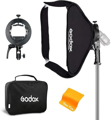 Godox Softbox 60 x 60cm mit GODOX S2 S-Type Speedlite Halterung, Bowens Mount Portable 60cm Softbox Kit für GODOX V1 AD400Pro AD200Pro AD200 V860II TT685II TT600 TT350 (Godox Softbox SGUV6060)