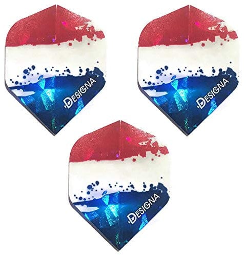 Designa USA American Flag Red White & Blue Patriot, Holographic Strong Standard Dart Flights (1 Set)