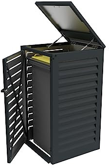Cache Poubelle Simple en Aluminium thermolaqué 1x360 litres - Gris Anthracite Gris Anthracite Ral7016 1x360 litres