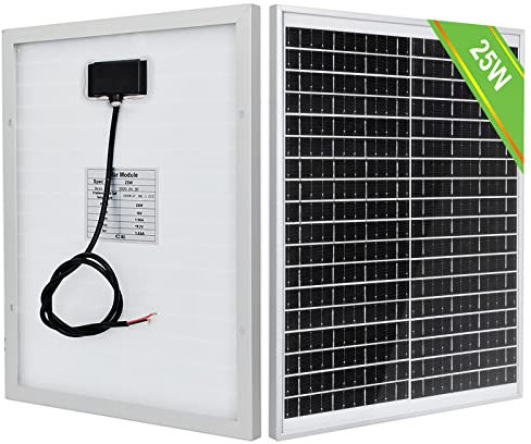 ECO-WORTHY 25W Panel Solar 18V Monocristalino Placa Solar Portátil para Barcos, Luz, Gallinero, Bomba, Carga de Batería