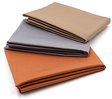 3x 0,5m Baumwollstoff Set 148cm Breite 148cm Breite 100% Baumwolle 3,5m Material Auswahl viele Farben Patchwork (Grau/Brauntöne, 3er Set)