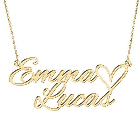 Joelle Jewelry Design Personalisierte Mehrreihige kette mit 2 Namen Gold Namenskette with Herz 18K Gold/Rosegold Vergoldet Schmuck Geburtstagsgeschenk Für Frauen Mädchen Mama Freundin Schwester Oma