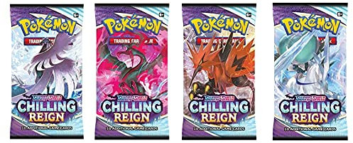 Pokémon TPCI Pokemon Schwert & Schild 6 Kühlen Herrschaft Booster-Packs (4 im Lieferumfang enthalten) TCG SwSh6, 4 Stück