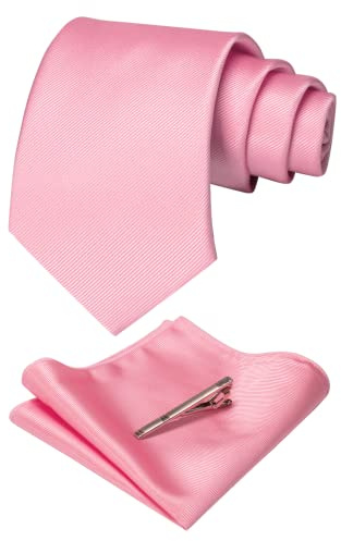 RBOCOTT Rose Tie and Pocket Square, Tie Clip Set for Men (rose)