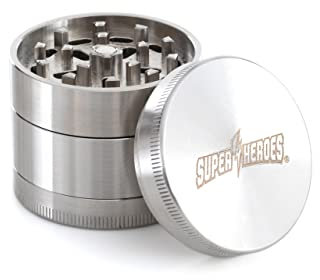 Grinder - Grinder in acciaio INOX, 4 pezzi, 45 x 45 mm, con raschietto per polline