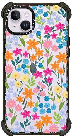 CASETiFY Ultra Impact iPhone 14 Plus Case [5X Military Grade Drop Tested / 11.5ft Drop Protection] - Bright Spring Flowers - Glossy Black