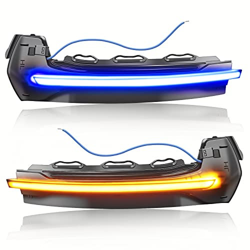Asasytal Indicatori di Direzione a LED dinamici, Una Coppia di Indicatori di Direzione per Specchietti Retrovisori laterali Ambra Per Au-di A3 8V, S3 8V, RS3 8VA 2013-2020, Blu e Giallo, 2 Pezzi