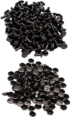 SM SunniMix 100 Stück Ledernieten Hohlnieten Ziernieten Metallnieten 8x8 Mm, Schwarz
