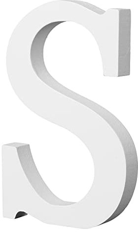 10cm Stehende Holzbuchstaben, leichte Naturholz-Alphabet-Buchstaben Große Holzbuchstaben zum Basteln, unbehandelte Holzdekorationen für Zuhause, Wand, Party, Dekoration, DIY-Projekte (S, Weiß)