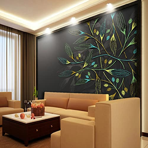 Sedomax Non Woven TV Hintergrund Wand Malerei Dark Wohnzimmer Hintergrund Wandtapete Abstrakte Persönlichkeit Blätter Große Wandmalereien