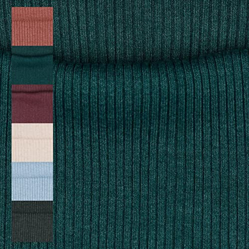 Heavy RIB Bündchenstoff als Meterware schweres Rippbündchen Schlauchware 13 Farben Auswahl Jersey Nähen (110 I Dunkelgrün Meliert)