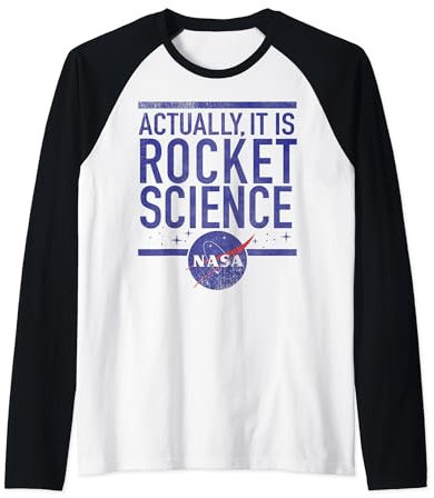 NASA Actually It Is Rocket Science Vintage Distressed Badge Raglan Baseball Tee