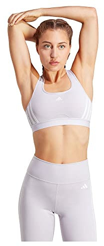 adidas Women's PowerReact Medium Support Sports Bra, Silver Dawn/White, XL