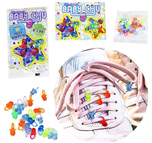 30 x Schnuller 90er - 1,3cm groß in bunten Farben, Schnürsenkel Schmuck, 90er Jahre Accessoires, Plastik Schnuller 90er, 90er Party, 90er Jahre Party Outfit