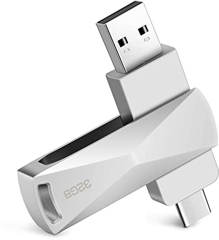 USB C-Disk 32GB Speicher, USB-Stick Typ C Speicherstick OTG USB 2.0 Dual-Laufwerk Typ C 2-in-1 Memory Stick Kompatibel mit Tablet, PC, MacBook, Typ C Android Handy (Silber)