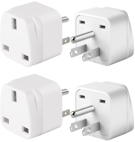 LUKELI 4 Pack UK to USA Plug Adaptor Thailand Travel Adapter USA Travel Adapter US Plug Adapter UK to American USA,Thailand, Mexico, Canada, Costa Rica,Dominican Republic Cuba (White 4 Pack)
