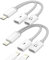 iPhone Headphone Adapter 2 in 1(2Pack)Apple MFI Certified Audio Charger Dongle Connector Dual Lightning Splitter AUX Cable Jack for 14 13 12 11 Pro Max Mini Se X Xr 7 8 Plus Charging Earbud Converter