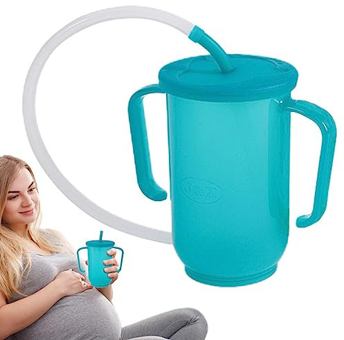 Pomurom Gobelet pour Personnes âgées, Tasses à Bec pour Personnes âgées, Gobelet avec poignée et Paille, Fournitures d'alimentation pour Tout-Petits, déversement, léger, Facile à Tenir pour Les