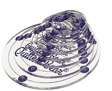 The Quilted Bear Circle Quilting Templates - Set of 8 Non-Slip Clear Acrylic Patchwork Quilt Templates, Quilting Accessories for Patchwork, Dressmaking and Sewing (3/4 inch - 3 inches)