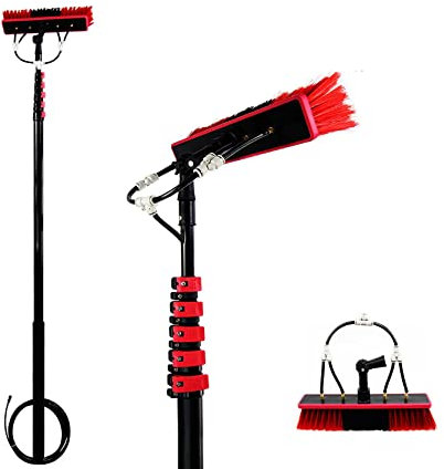 Ywanwj teleskopstange+solarreinigung 20ft Wasserführende Teleskopstange, Fensterputzer mit Teleskopstiel 6m Reinigung für Photovoltaik Sonnenkollektoren, Fenster, Autowaschbürste mit 55cm bürste