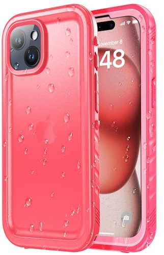 SPORTLINK für iPhone 15 Hülle Wasserdicht - 360 Grad Outdoor Schutzhülle kameraschutz Displayschutz [IP68 Waterproof] [6FT Stoßfeste Hard Case] Panzerhülle Komplettschutz Rosa 6,1