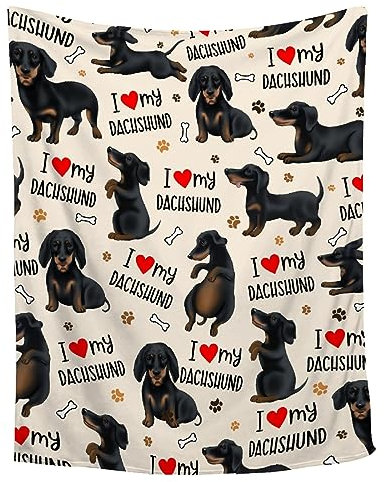 Cuet Dackel-Decke, ultraweiche, gemütliche Flanelldecke für Couch, Sofa, Bett, alle Jahreszeiten, 101,6 x 127 cm, Dackel-Geschenke für Jungen/Mädchen/Kinder