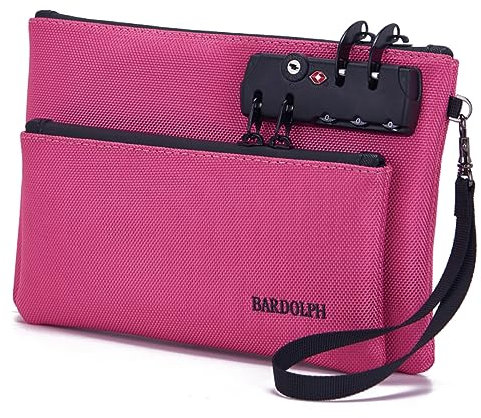 Money Bag with Lock, Double layer Men & Women's Locking Accessories Pouch, Bank Bag, Passports, Notary Supplies, Valuable StorageBag,CashBag and Zipper NotaryBag with Lock