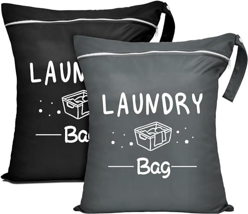 Reise Wäschesack Klein mit Reißverschluss, Wasserdichte Reise Wäschebeutel für Schmutzwäsche, Badebekleidung, Waschbarer Camping Dry Wetbag Stoffwindeln, Geeignet für Fitness (Black+Grey)