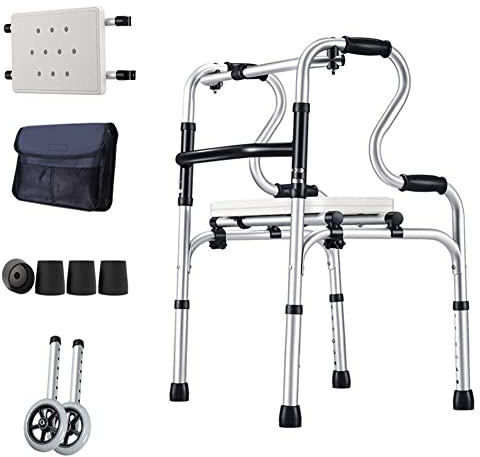 Robuste Senioren mit 5-Zoll-Rädern, tragbar, zusammenklappbar, medizinisch für behinderte, kleine Menschen im Krankenhaus (Größe: mit 2 Rädern) (mit Sitz und Rädern) (mit Sitz und Rädern)