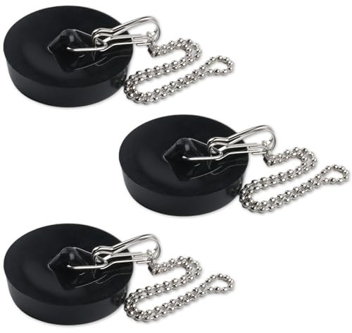 3 Stk Abflussstopfen, Waschbeckenstöpsel, Badewannenstöpsel mit Kette, Ø 42-45 mm Spüle Abfluss Stöpsel für Waschbecken Verschluss Spülbecken Küchenspüle Waschtisch Stöpsel Abflussstopfen Spüle