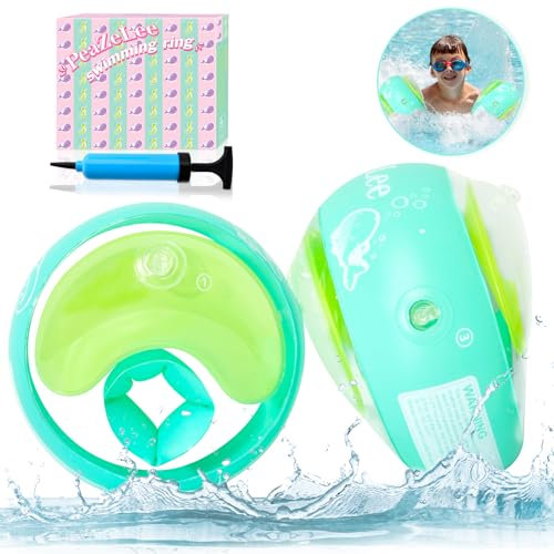 Schwimmflügel Kinder Baby Schwimmhilfe, Schwimmflügel Kinder 3-6 Jahre, Rund Schwimmhilfe für Jungen Mädchen 6-20Kgs, Swimsafe Gerät Kinder mit 3 Unabhängigen Airbags (Blue-S)