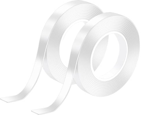 YIIFELL 6m Doppelseitiges Klebeband, 2 Rollen Nano Extra Stark Spurloses Waschbares Transparent AblöSbar für Pastenartikel, Haushalt