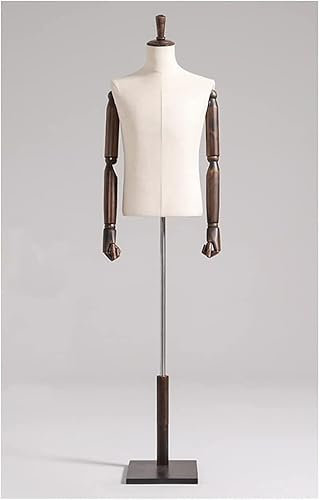 Weiblicher Schaufensterpuppen-Torso-Körper, Männlicher Verstellbarer Schaufensterpuppen-Torso Zur Präsentation, Männlicher Schaufensterpuppen-Torso Mit Massiver Quadratischer Holzbasis (Antike Farbe)