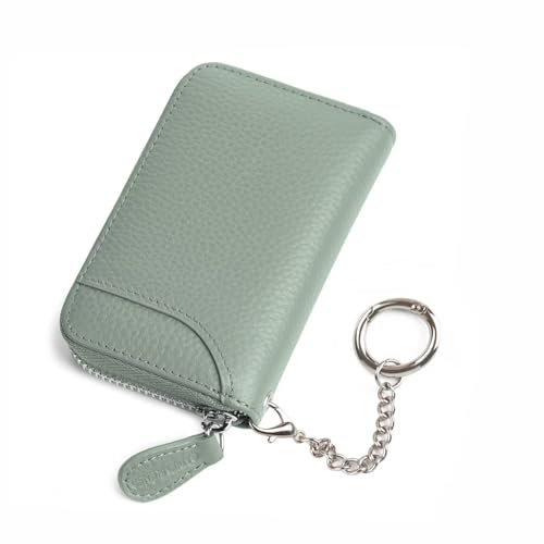 GADIEMKENSD Credit Card Holder RFID Sleeves Wallets Slim Carteras para Mujer Tarjeteros De Mujer Mini Purse for Travel Debit Card & Money Organizers Change Holder Wallet with Keyring Gray Blue