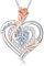 LAVUMO Halskette Damen Silber 925 Doppel Herz Rose Blume Kette Damen Geburtsstein Halsketten Muttertag Geburtstag Valentinstag Weihnachten Schmuck Geschenke Frauen Mama (Silber-Gravur-04-April)