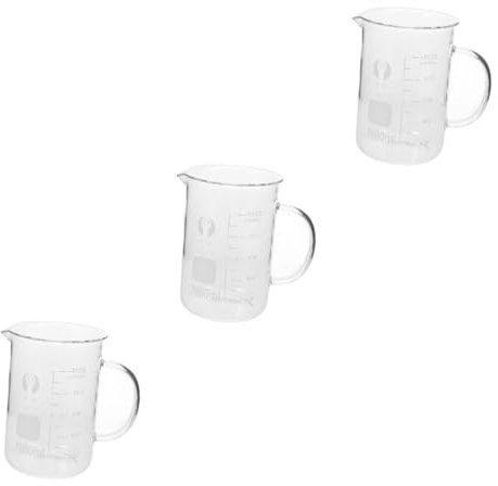 Gatuida Vaso De Vidrio De 3 Uds Taza Medidora Vaso De Química De Vidrio Taza Medidora Transparente Taza De Química Taza Medidora Transparente Taza De Ciencia Tazas Medidoras Vaso