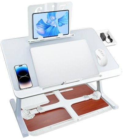 Table de lit pliable pour ordinateur portable - Angle réglable en hauteur - Avec tiroir - Support pour tablette - Support pour ordinateur portable - Pour le travail, la lecture, la nourriture