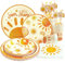 Easy Joy Sonne Deko Böhmisches, Babyparty Deko Junge Mädchen Partygeschirr Set, Baby Shower Deko Mit Papier Teller Becher Servietten Strohhalme Für Baby Shower Geburtstag, Party, Teeparty(16 Gäste