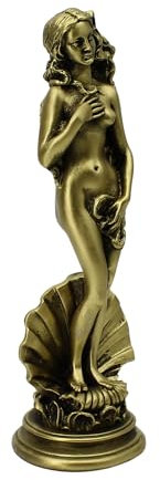 Venus Of Botticelli Skulptur Replik Statue, 25 cm, goldfarbener Marmor