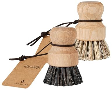 ENA Living Nordisches Design Topfbürsten Set- 2er Pack, FSC-Zertifiziertes Buchenholz, Stilvoll und Langlebig für den alltäglichen Gebrauch in der Küche und beim Putzen
