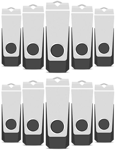 TEWENE USB Stick 2GB 10 Stück Set, USB 2.0 Rotate Flash Drive | Inklusive Trageband und Aufklebern; das Gehäuse ist um 360° drehbar; weitgehend kompatibel