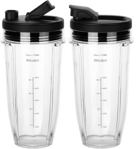 24oz for Ninja Blender Cups Replacement Compatible with Ninja Blenders BN401 BN751 BN801 BL642 BL682 NN102 SS401 SS101 TWISTi SS151 SS351 (2 Pack)