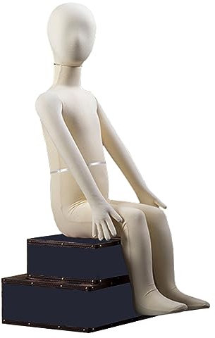 OWOHYG 1 3 5 7 9 Jahre Alt Sitzende Kinder-Schaufensterpuppe Aus Schaumstoff, Ganzkörper, Flexibel, Beweglich, Biegbar, Weich, Für Schaufenster, Kopfdrehform, Weiß, 5 Jahre Alt(White-6 Months)