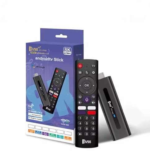 Generic Android TV Stick 4K, Black, Wi-Fi, Bluetooth, HDMI, 4K HDR, Voice Control