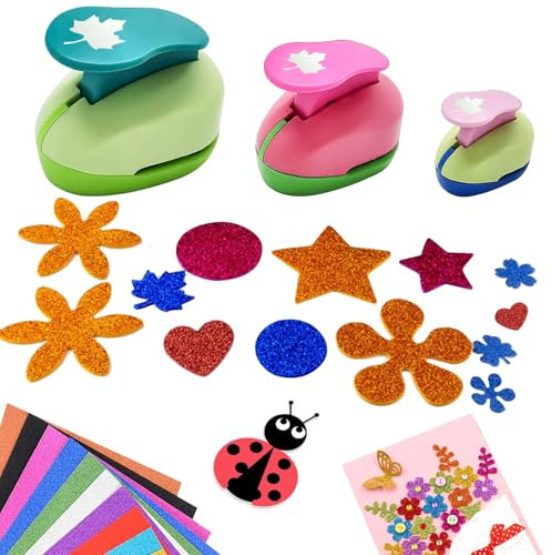 3 Stück Motivlocher Stanzer, ​​9mm 16mm 25mm, Papier Ausstanzer Motivlocher für Kinder DIY Scrapbook Fotoalbum Handwerk, Papierstanzer für Basteln DIY Fotoalben Fotos Grußkarten (Ahornblätter)