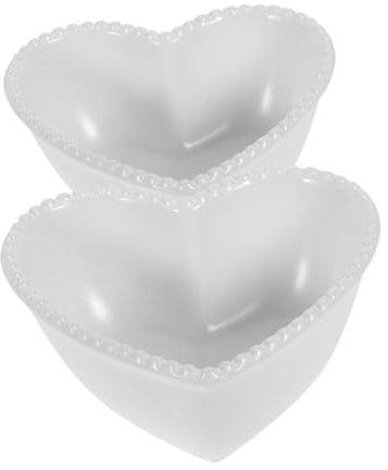 GLEAVI 2 Pièces plaques de coeur ramequins en forme de coeur bols en forme de cœur bols mignons bol de bonbons mignon plats en forme de coeur bol coeur céramique blanche