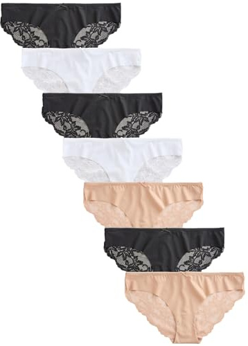 NEXT Damen Nahtlose Slips mit Spitzenrückseite im 7er-Pack, Brazilian