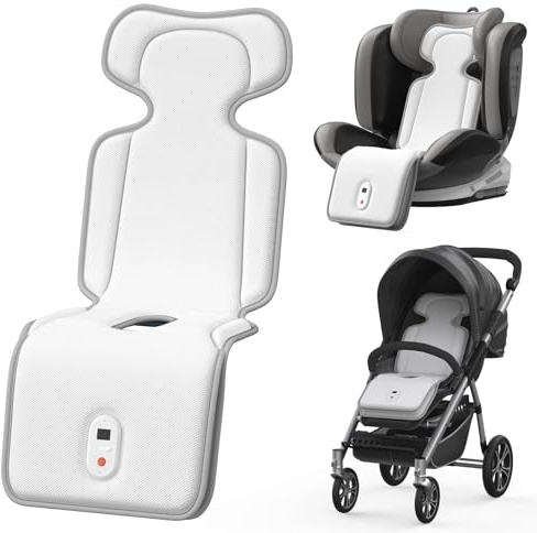AMACOOL Baby Stroller Cooling Pad, 3D Breathable Cooler Pad with 2 Built-in Blower, Max 10H Ventilation 3 Speeds 10000mAh Rechargeable Car Seat Liner Cooling Cushion for Toddler Baby Summer Essentials