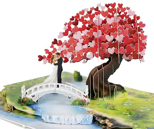 CUTPOPUP Unter dem Liebesbaum 3D Karte Liebe, Valentinskarte, Hochzeitskarte, Karte Hochzeitstag, Geburtstagskarte Frau für Ehemann, Ehefrau, Sie, Ihn, Paar, Muttertagskarte (Bridge) US8-LO201DE